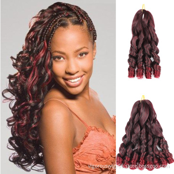 Vigorous red loose wave synthetic braids hair black women cheap layered package custom new clip in ombre hair extensions